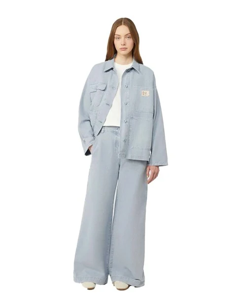 PANTALONI PALAZZO CON ZIP COPERTA DONNA AZZURRO