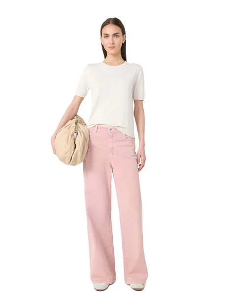 PANTALONE PALAZZO IN COTONE ELASTICIZZATO DONNA ROSA