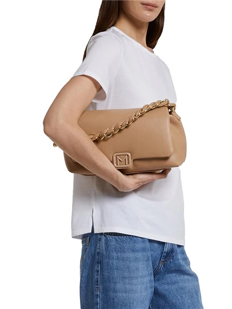 BORSA A SPALLA LE MUSE CON PLACCA LOGATA DONNA MARRONE