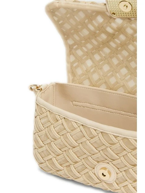 BORSA A SPALLA CON MANICO INTRECCIATO  DONNA BEIGE