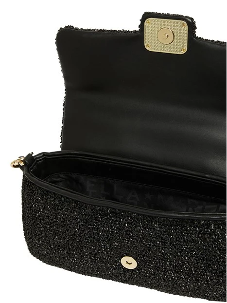 BORSA A SPALLA EFFETTO RAFIA DONNA NERO