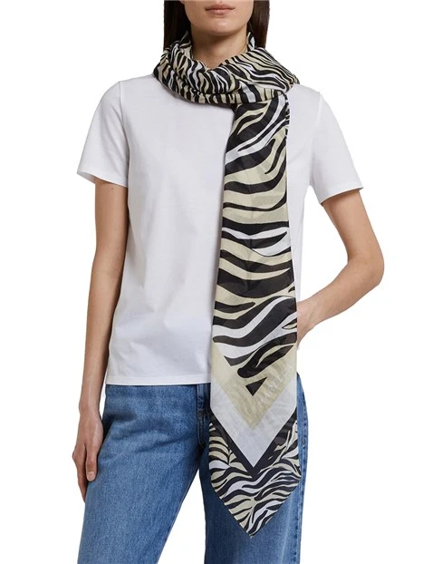 STOLA IN MISTO SETA CON STAMPA ZEBRATA DONNA NERO