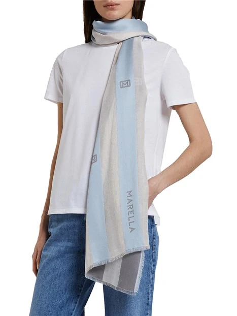 STOLA CON DISEGNO A RIGHE DONNA GRIGIO