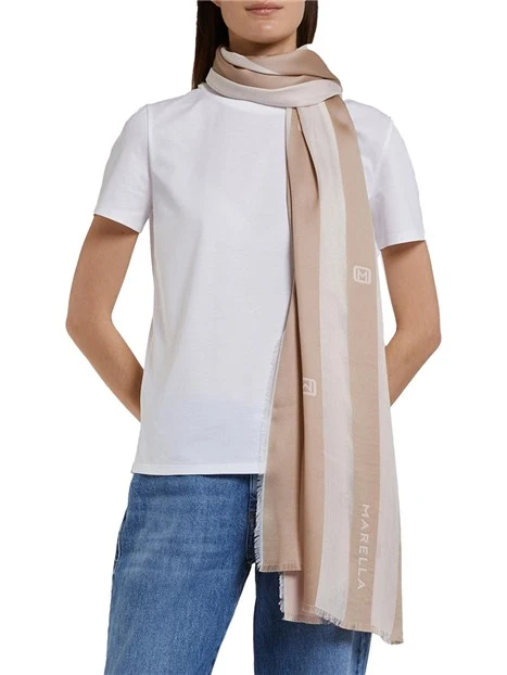 STOLA CON DISEGNO A RIGHE DONNA MARRONE