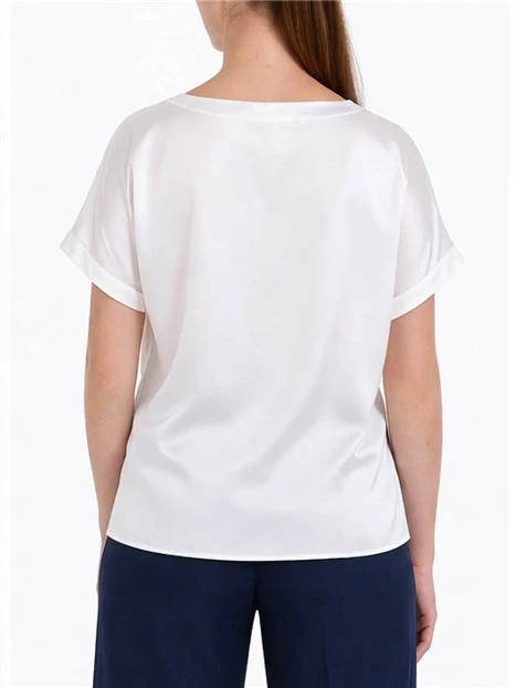 TOP  IN MUSSOLA DI COTONE  STAMPATA DONNA AVORIO