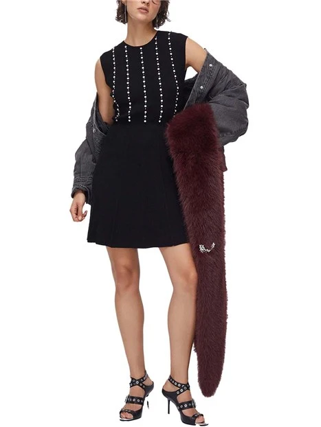 VESTITO CORTO CON RICAMO DECORATIVO APPLICATO DONNA NERO