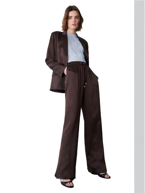 PANTALONI PALAZZO CON SPACCHETTI SUL FONDO DONNA MARRONE