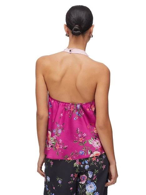 TOP IN RASO CON SCOLLO SULLA SCHIENA DONNA ROSA