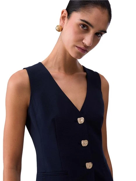 GILET CON TASCHE A FILETTO DONNA BLU