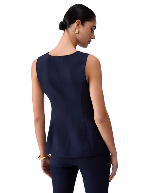 GILET CON TASCHE A FILETTO DONNA BLU