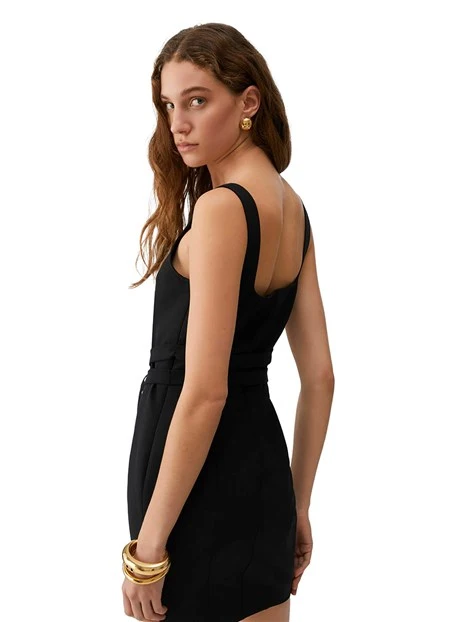 ABITO CORTO CON FIBBIE ABBINATE DONNA NERO