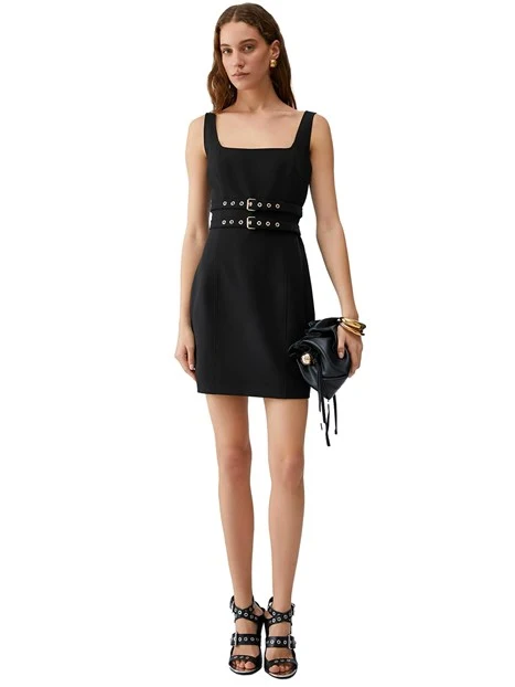 ABITO CORTO CON FIBBIE ABBINATE DONNA NERO