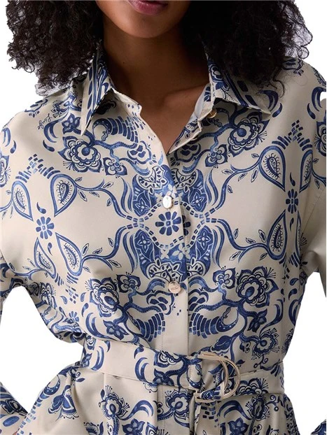 CAMICIA CON STAMPA FOULARD DONNA BIANCO