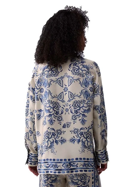 CAMICIA CON STAMPA FOULARD DONNA BIANCO