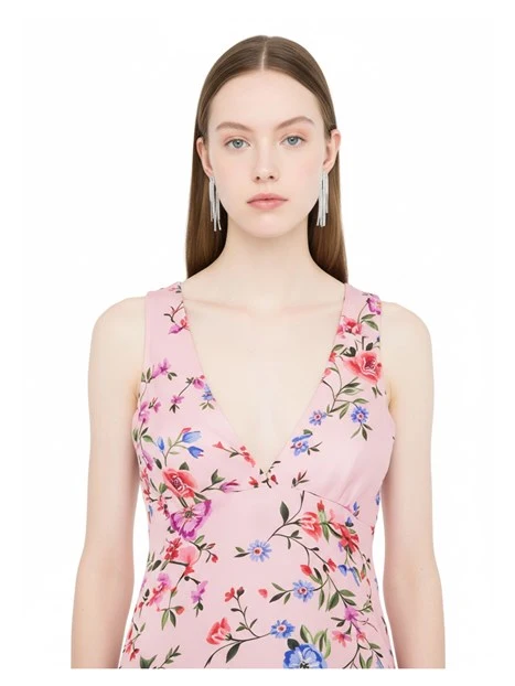 VESTITO LUNGO CON SCOLLATURA APERTA DONNA ROSA