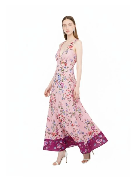 VESTITO LUNGO CON SCOLLATURA APERTA DONNA ROSA