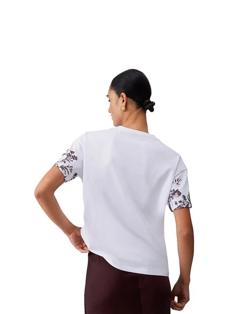 T-SHIRT MANICA CORTA CON DECORAZIONE COLORATA DONNA MARRONE