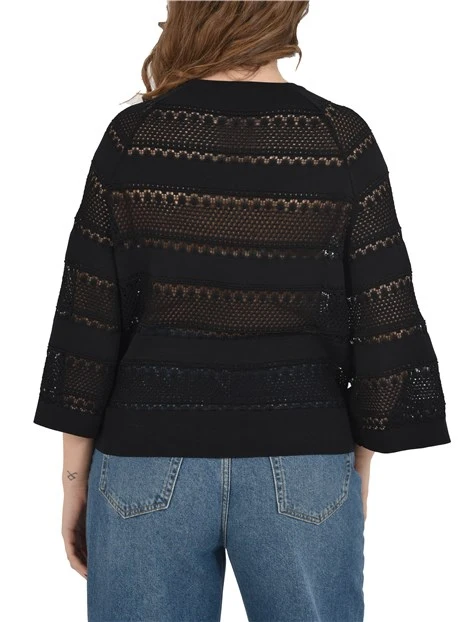BLUSA MANICA TRE QUARTI DONNA NERO