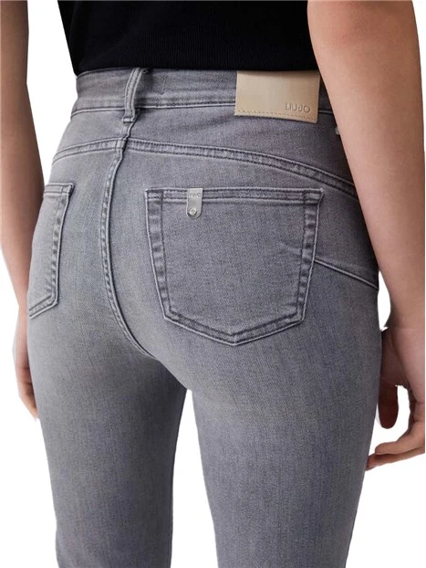 JEANS CROPPED VITA ALTA FLARE DONNA GRIGIO