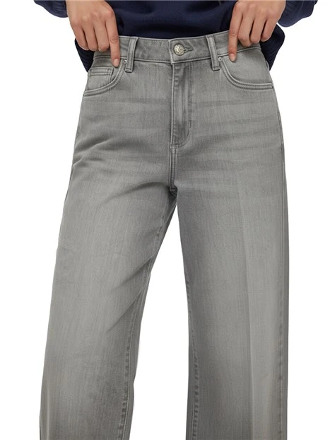 JEANS PALAZZO CHIUSURA ZIP E BOTTONE DONNA GRIGIO