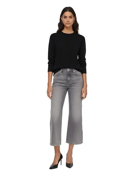 JEANS PALAZZO CHIUSURA ZIP E BOTTONE DONNA GRIGIO