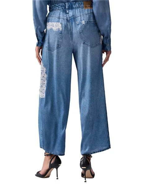 PANTALONI PALAZZO CON STAMPA PIZZO DONNA BLU JEANS