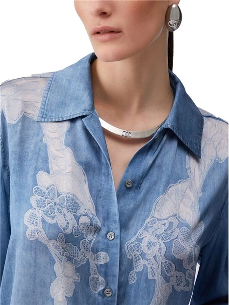 CAMICIA EFFETTO DENIM DONNA BLU JEANS