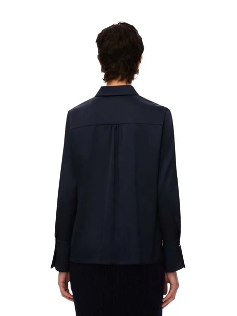 CAMICIA IN RASO CON BOTTONI GIOIELLO DONNA BLU