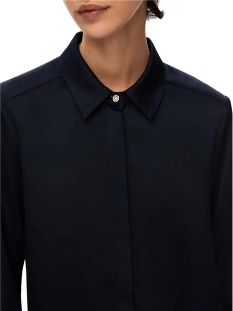 CAMICIA IN RASO CON BOTTONI GIOIELLO DONNA BLU