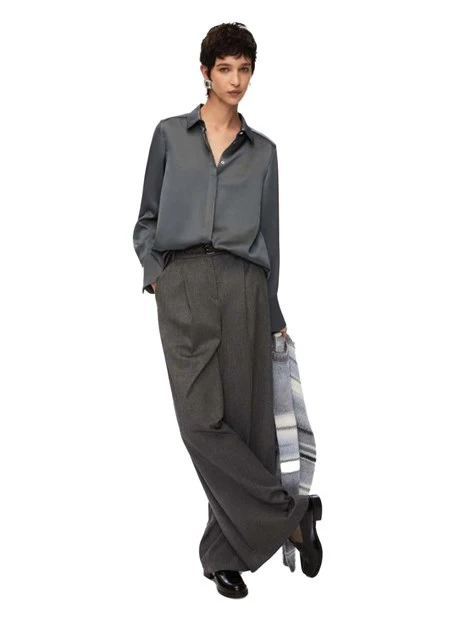 CAMICIA IN RASO CON BOTTONI GIOIELLO DONNA GRIGIO