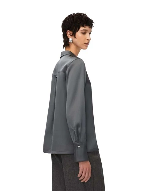 CAMICIA IN RASO CON BOTTONI GIOIELLO DONNA GRIGIO