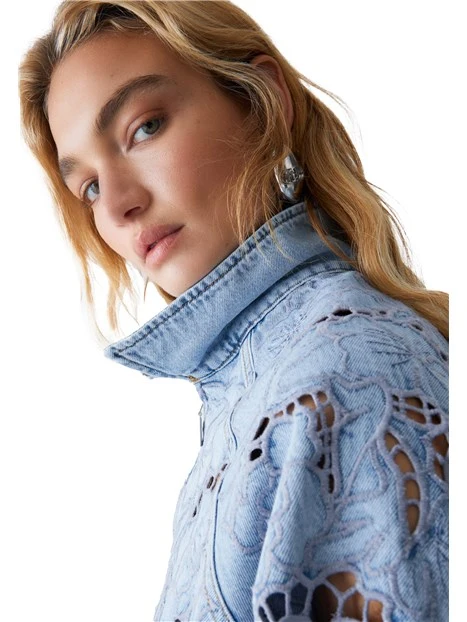 GIACCA CORTA CON PIZZO DONNA BLU JEANS