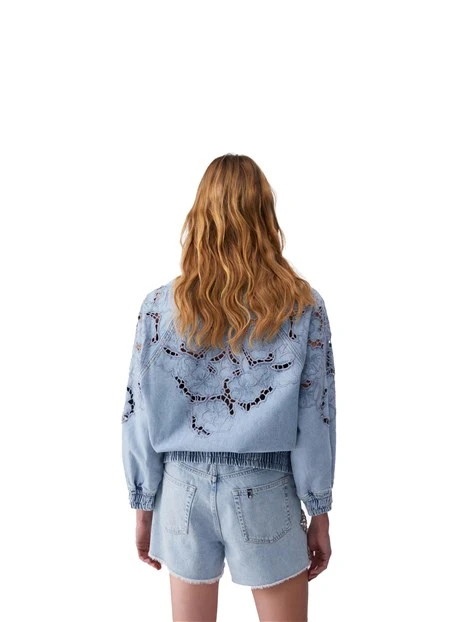 GIACCA CORTA CON PIZZO DONNA BLU JEANS
