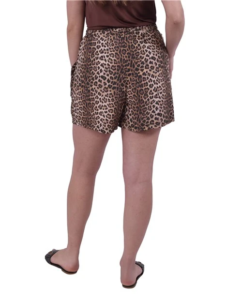 SHORT CON FANTASIA ANIMALIER DONNA MARRONE