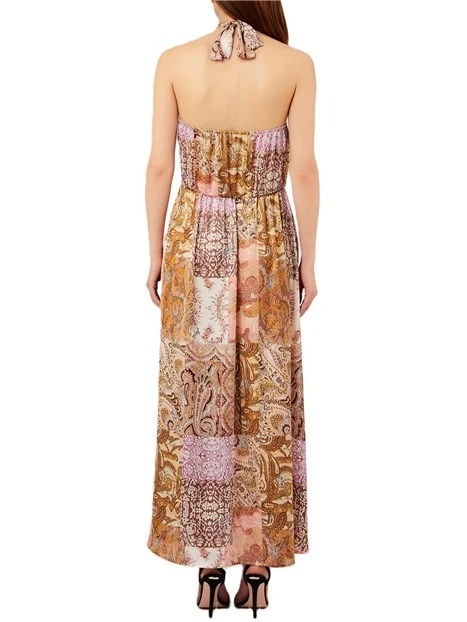 VESTITO LUNGO CON FANTASIA IN VISCOSA DONNA GIALLO