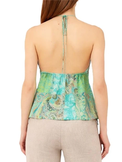 TOP IN VISCOSA CON SCOLLO A V E SCHIENA SCOPERTA DONNA VERDE