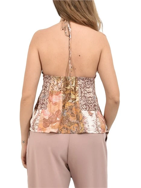 TOP IN VISCOSA CON SCOLLO A V E SCHIENA SCOPERTA DONNA GIALLO