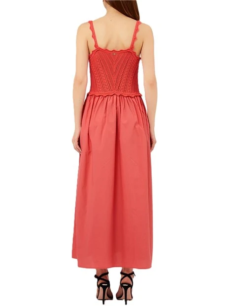 VESTITO LUNGO CON TRAMA IN PIZZO DONNA ROSSO