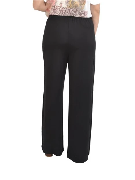 PANTALONI PALAZZO IN JERSEY CON LOGO DONNA NERO