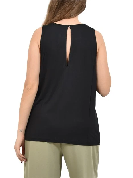 TOP SMANICATO GIROCOLLO DONNA NERO