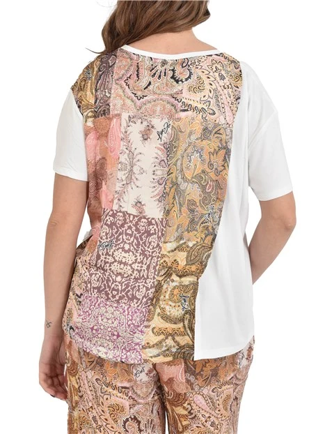 T-SHIRT MANICA CORTA  CON LOGO COLORATO DONNA BIANCO