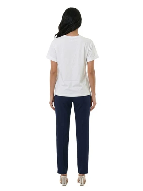 T-SHIRT MANICA CORTA CON STAMPA LEOPARDO DONNA BIANCO