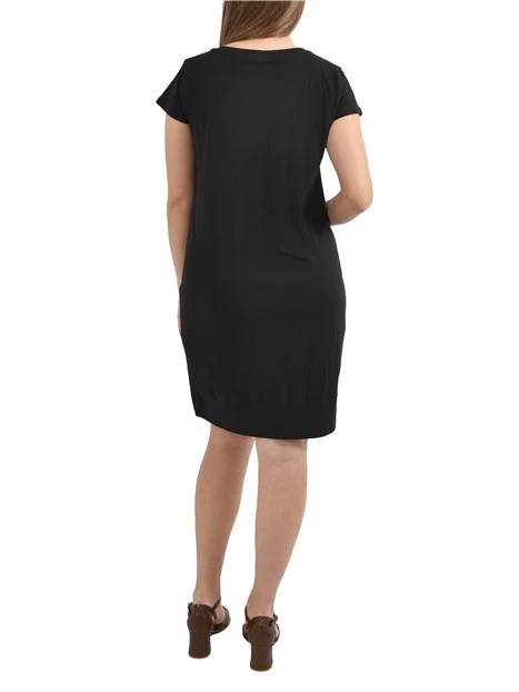 VESTITO CORTO CON LOGO FRONTALE DONNA NERO