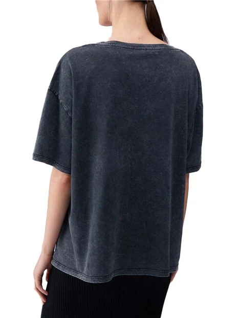 T-SHIRT MANICA CORTA CON STAMPA FRONTALE DONNA NERO