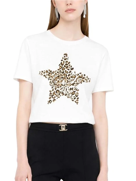 T-SHIRT MANICA CORTA FANTASIA STELLA DONNA BIANCO