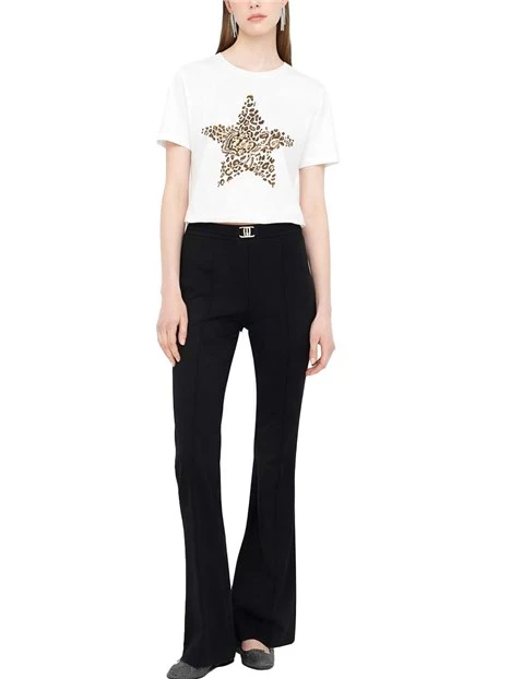 T-SHIRT MANICA CORTA FANTASIA STELLA DONNA BIANCO