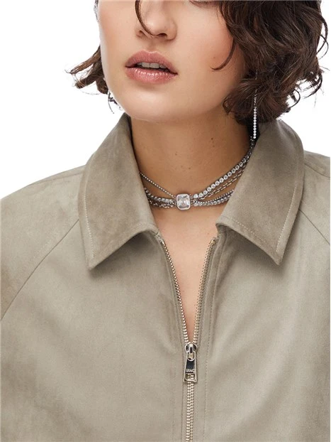 GIACCA CORTA IN TESSUTO SCAMOSCIATO DONNA GRIGIO