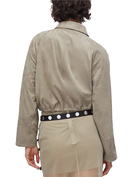 GIACCA CORTA IN TESSUTO SCAMOSCIATO DONNA GRIGIO