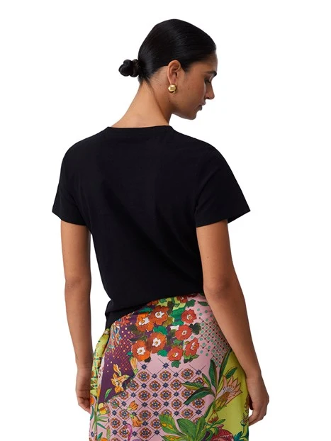 T-SHIRT MANICA CORTA CON STAMPA ANIMALI DONNA NERO