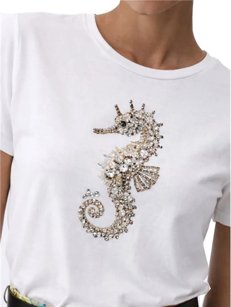 T-SHIRT MANICA CORTA CON STAMPA MARINA DONNA BIANCO